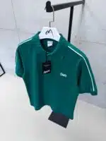 ST Şeritli Nakış Detaylı Regular Fit Polo Yaka Tshirt - Emerald Yeşil - Görsel 3
