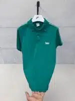 ST Şeritli Nakış Detaylı Regular Fit Polo Yaka Tshirt - Emerald Yeşil