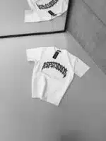 SF Studios Kabartma Baskı Detaylı Bisiklet Yaka Tshirt - Beyaz