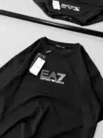 EA7 Enjeksiyon Baskı Detaylı Bisiklet Yaka Tshirt - Siyah - Görsel 3