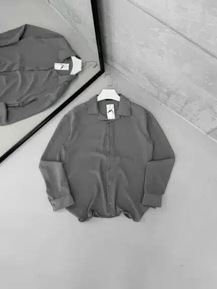 Premium İmzalı Seri Aerobin Oversize Gömlek - Gri