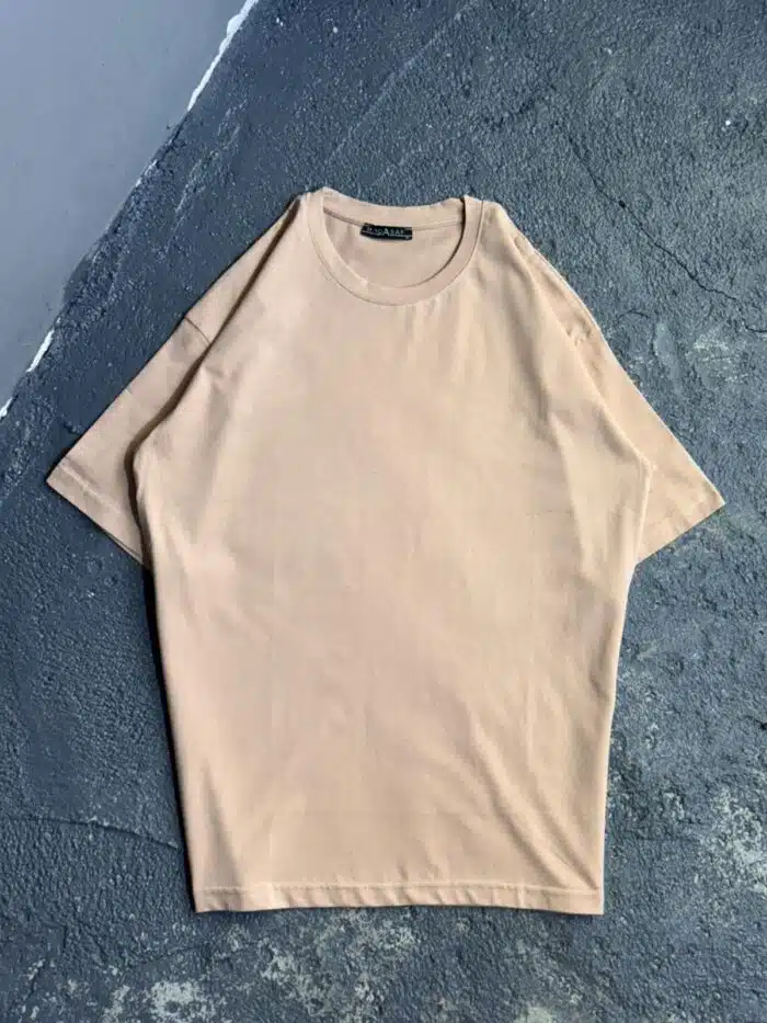 Düz Basic T-Shirt - Bej - Görsel 1