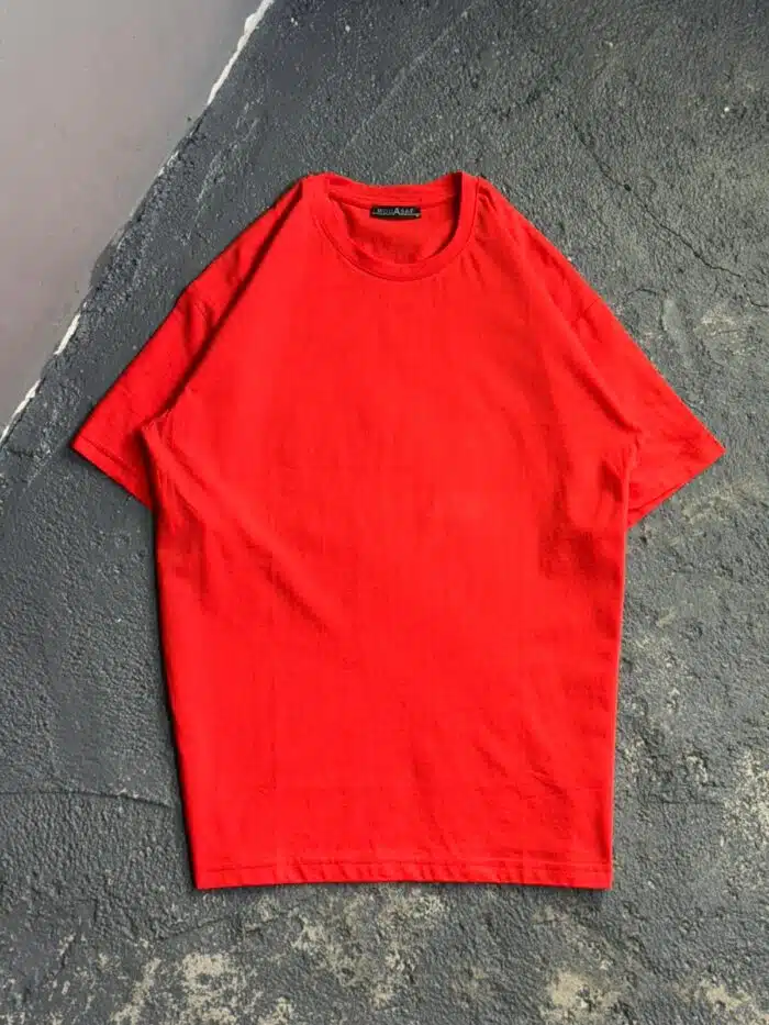 Düz Basic T-Shirt - Flame Orange - Görsel 1