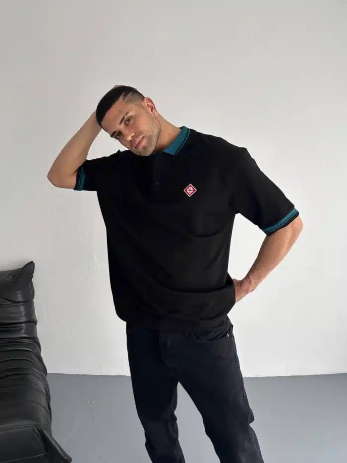 Casablanca Polo Yaka T-shirt – Siyah - Görsel 3