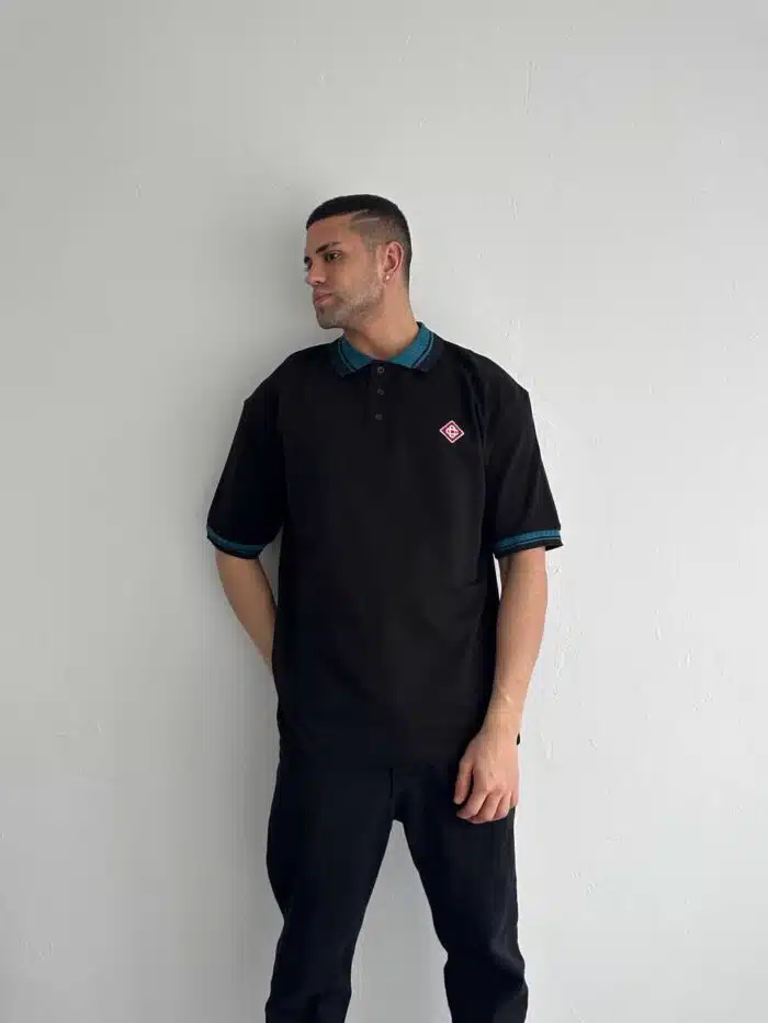 Casablanca Polo Yaka T-shirt – Siyah - Görsel 1