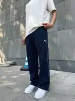 Premium Cizgili Baggy Eşofman –İndigo Mavi - Görsel 4