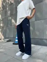 Premium Cizgili Baggy Eşofman –İndigo Mavi