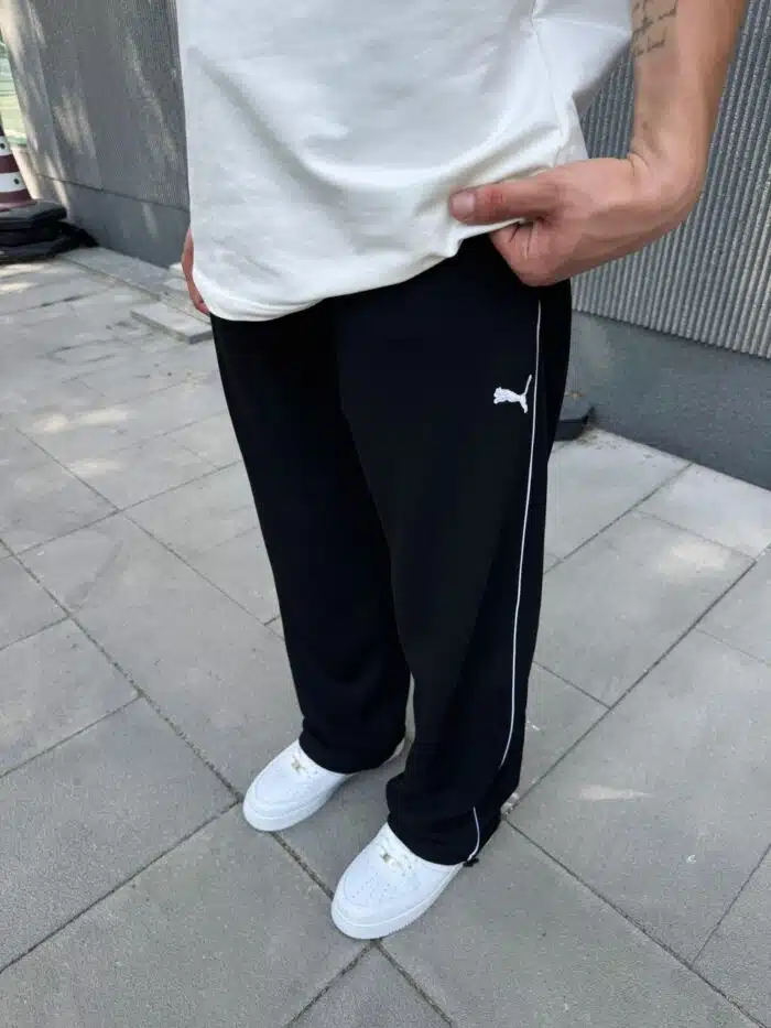 Premium Cizgili Baggy Eşofman - Siyah - Görsel 4