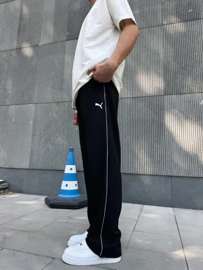 Premium Cizgili Baggy Eşofman - Siyah - Görsel 6
