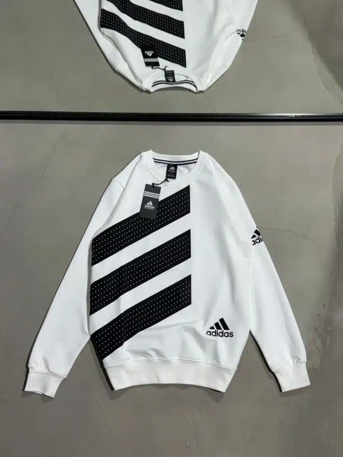 AD Luxury Bisiklet Yaka Sweatshirt – Beyaz - Görsel 1