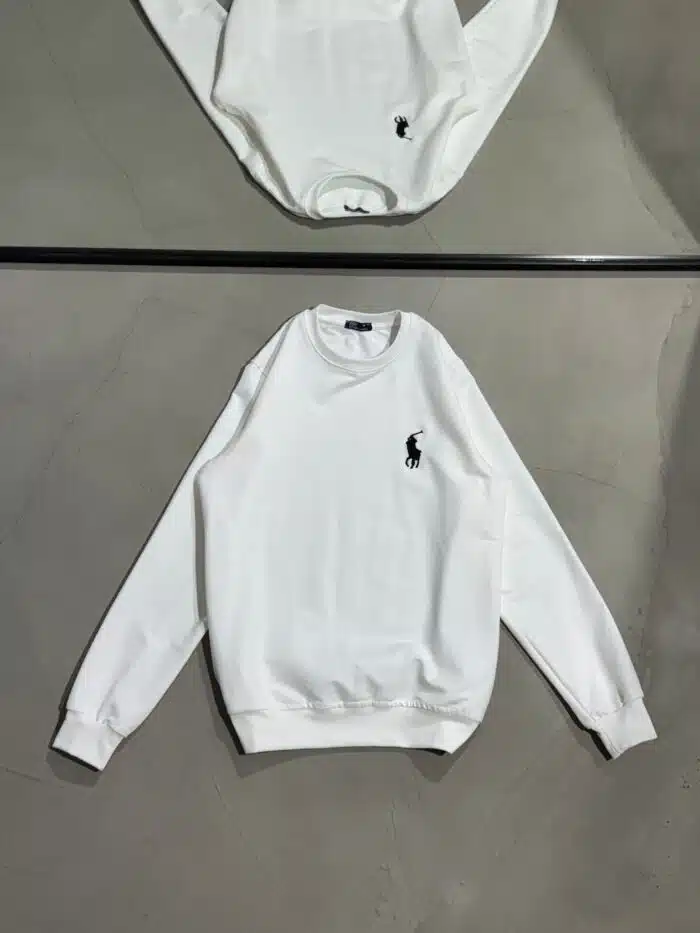 RL Luxury Bisiklet Yaka Sweatshirt – Beyaz - Görsel 1