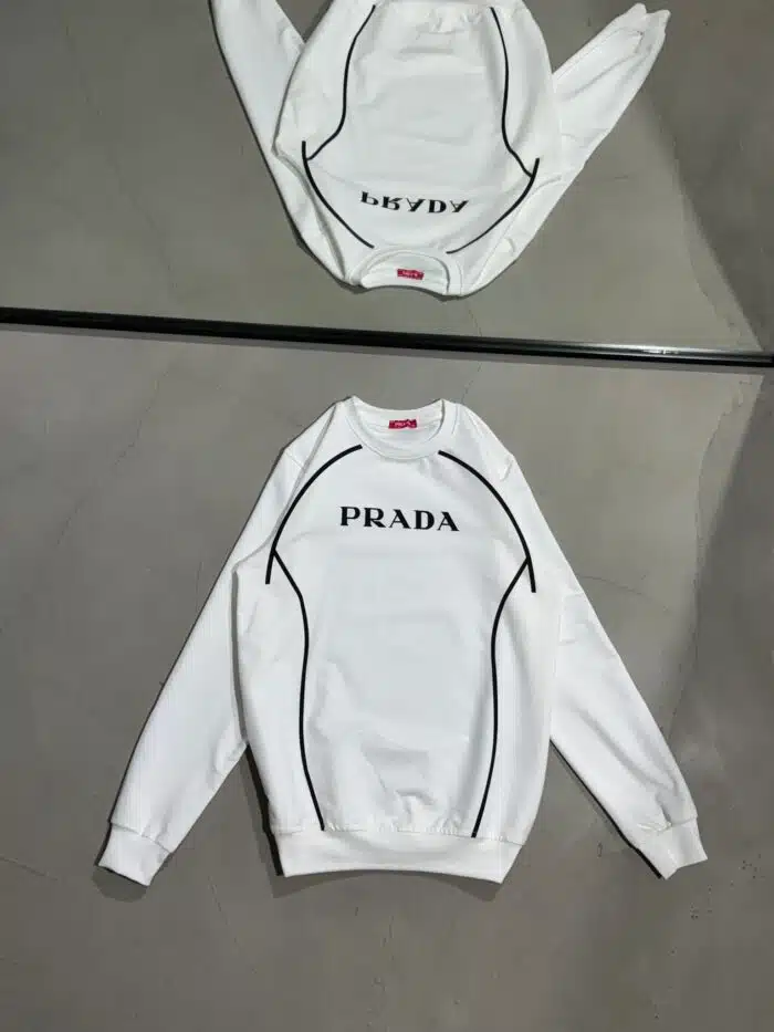 PRD Luxury Bisiklet Yaka Sweatshirt – Beyaz - Görsel 1
