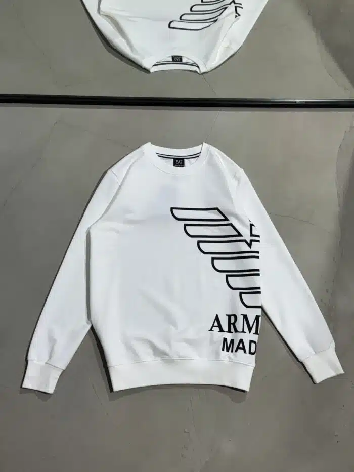 EA7 Luxury Bisiklet Yaka Sweatshirt – Beyaz - Görsel 1