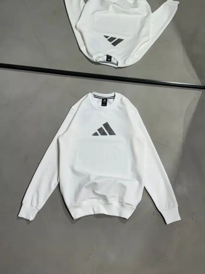 AD Luxury Bisiklet Yaka Sweatshirt – Beyaz - Görsel 1