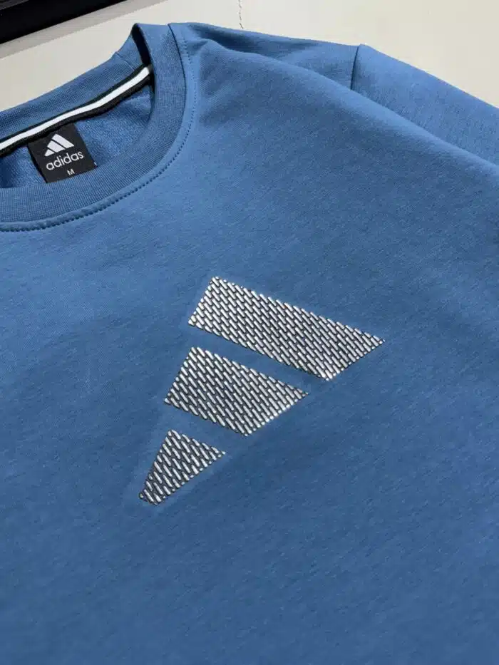 AD Luxury Bisiklet Yaka Sweatshirt – Mavi - Görsel 4