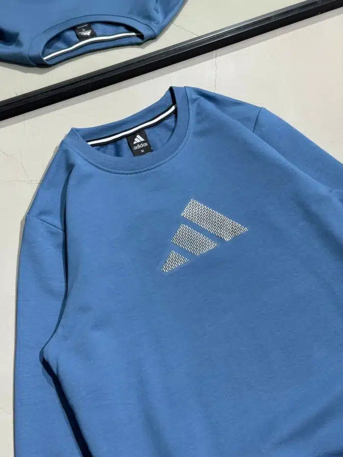 AD Luxury Bisiklet Yaka Sweatshirt – Mavi - Görsel 3