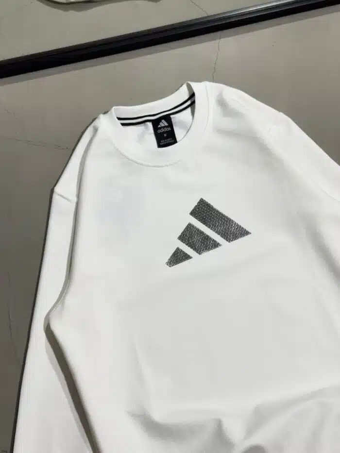 AD Luxury Bisiklet Yaka Sweatshirt – Beyaz - Görsel 3