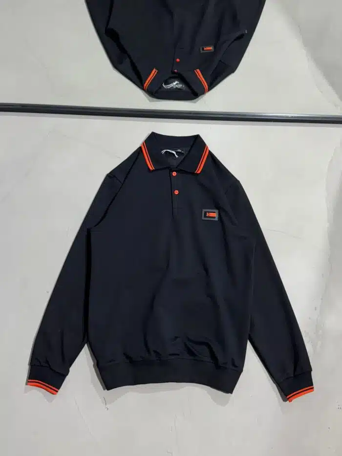 HS Luxury Polo Yaka Sweatshirt – Siyah - Görsel 1