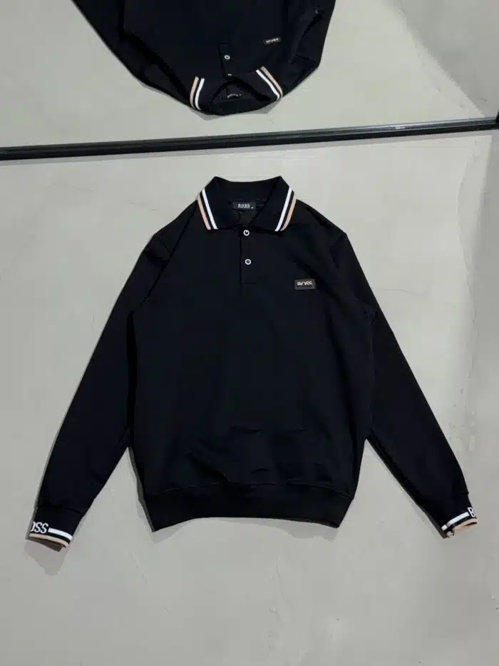 BS Luxury Polo Yaka Sweatshirt – Siyah - Görsel 1