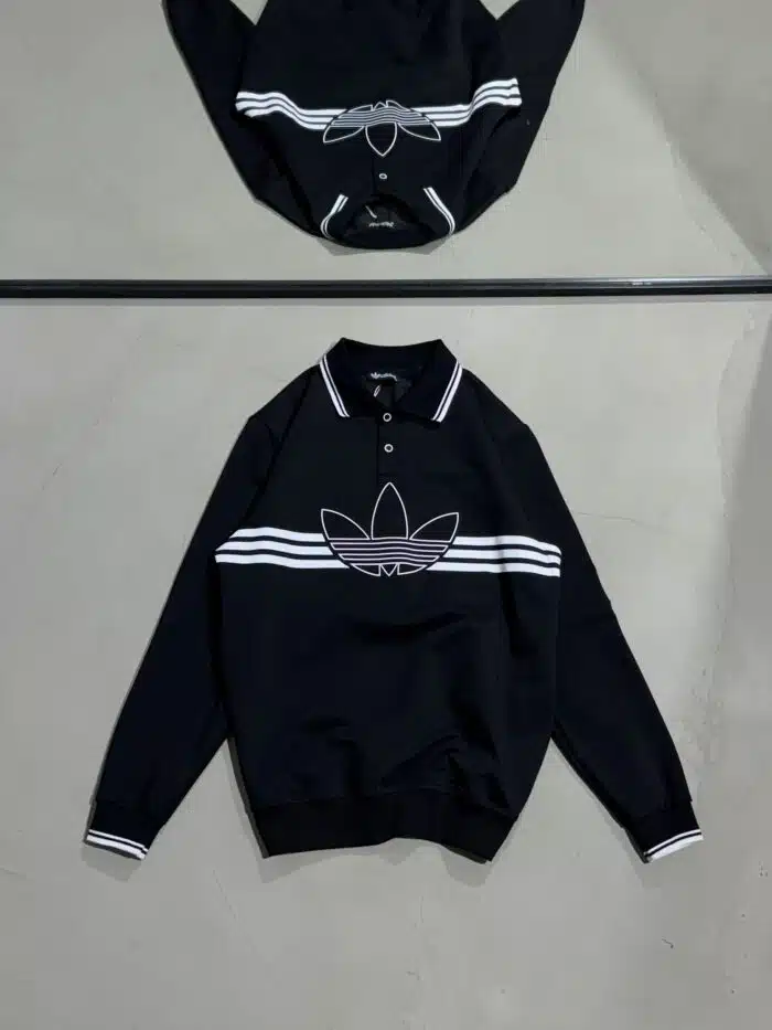 AD Luxury Polo Yaka Sweatshirt – Siyah - Görsel 1