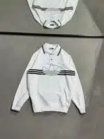 AD Luxury Polo Yaka Sweatshirt – Beyaz