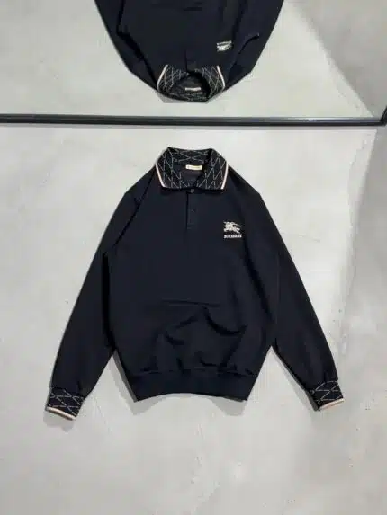 BB Luxury Polo Yaka Sweatshirt – Siyah