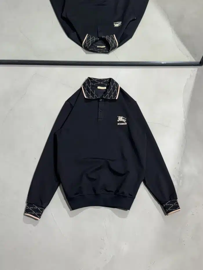 BB Luxury Polo Yaka Sweatshirt – Siyah - Görsel 1