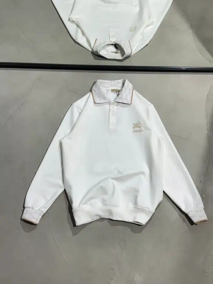 BB Luxury Polo Yaka Sweatshirt – Beyaz - Görsel 1
