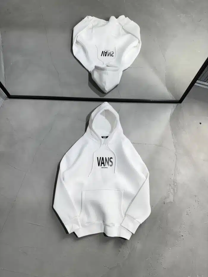 VNS Sırt Baskılı Kapşonlu Sweatshirt – Beyaz - Görsel 1