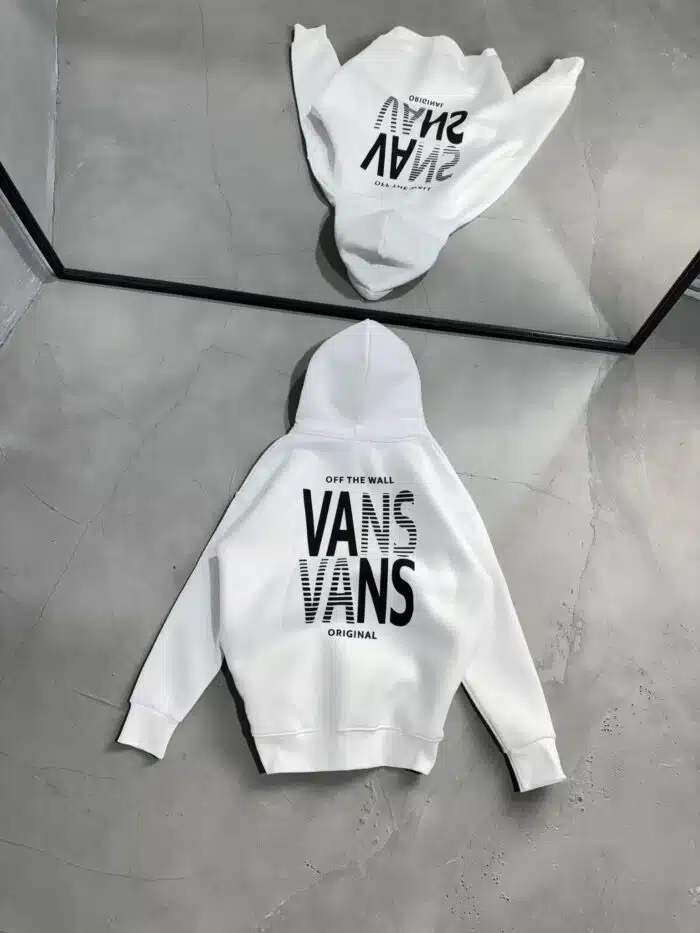 VNS Sırt Baskılı Kapşonlu Sweatshirt – Beyaz - Görsel 3