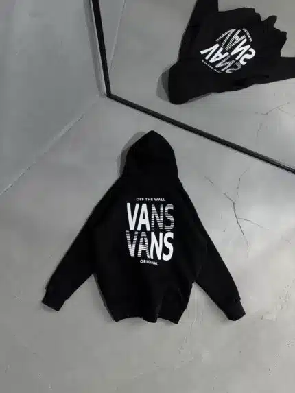 VNS Sırt Baskılı Kapşonlu Sweatshirt – Siyah