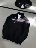 PM Reflektör Baskılı Üç İplik Yarım Fermuarlı Sweatshirt – Siyah - Görsel 4