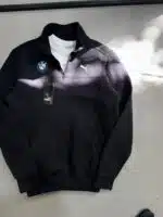 PM Reflektör Baskılı Üç İplik Yarım Fermuarlı Sweatshirt – Siyah - Görsel 3