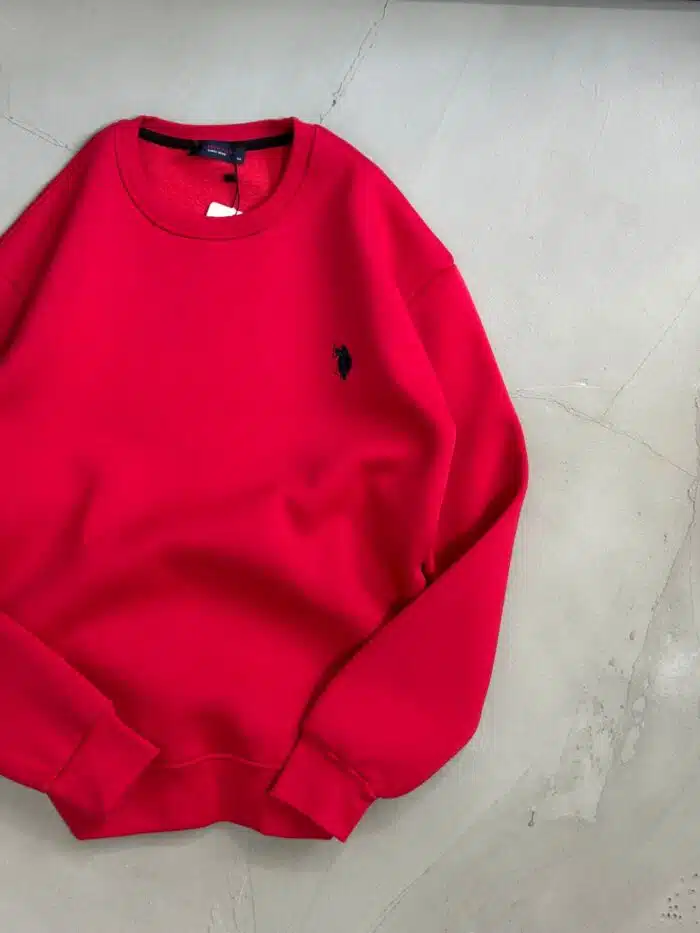 RL Nakışlı Üç İplik Sweatshirt – Kırmızı - Görsel 3