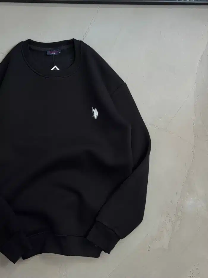 RL Nakışlı Üç İplik Sweatshirt – Siyah - Görsel 3