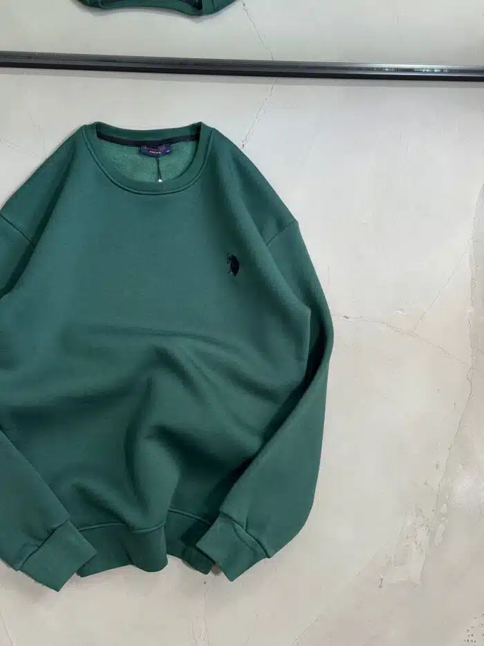 RL Nakışlı Üç İplik Sweatshirt – Yeşil - Görsel 3