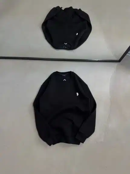 RL Nakışlı Üç İplik Sweatshirt – Siyah