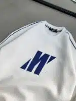 M Baskılı Üç İplik Sweatshirt – Beyaz - Görsel 4