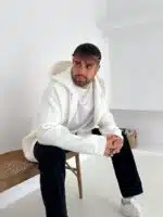 3 İplik Basic Kapşonlu Hoodie – Beyaz - Görsel 3