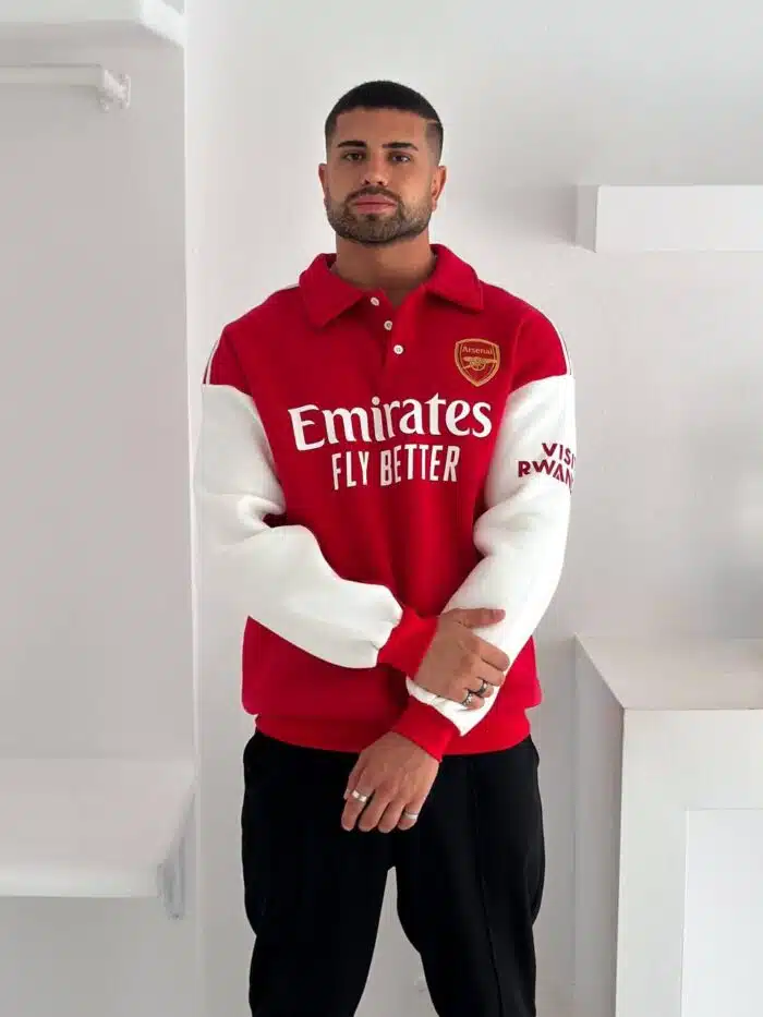 Arsenal Baskılı Üç İplik Yakalı Sweatshirt – Kırmızı - Görsel 4