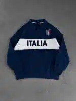 İtalia Nakışlı Üç İplik Yakalı Sweatshirt – Lacivert