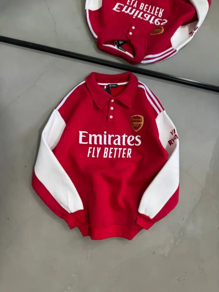 Arsenal Baskılı Üç İplik Yakalı Sweatshirt – Kırmızı - Görsel 3