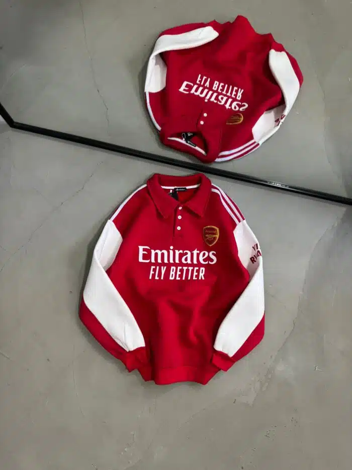 Arsenal Baskılı Üç İplik Yakalı Sweatshirt – Kırmızı - Görsel 1