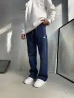 'AD' Baskılı Lastikli Stoper Paça Baggy Eşofman - İndigo