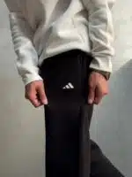 'AD' Baskılı Lastikli Stoper Paça Baggy Eşofman - Siyah - Görsel 4