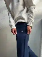 'PB' Baskılı Lastikli Stoper Paça Baggy Eşofman - İndigo - Görsel 3