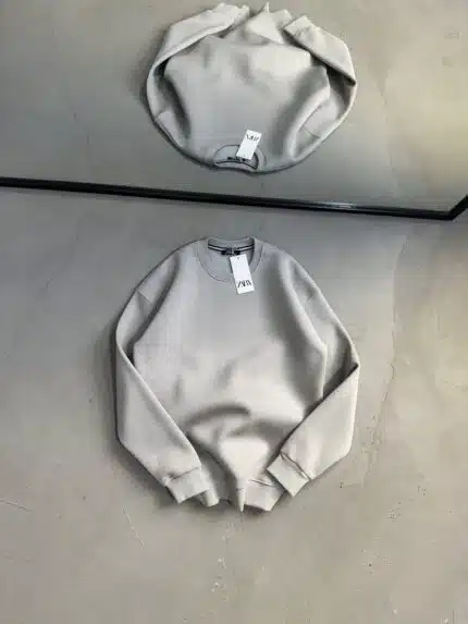 Düz Basic Üç İplik Sweatshirt - Gri