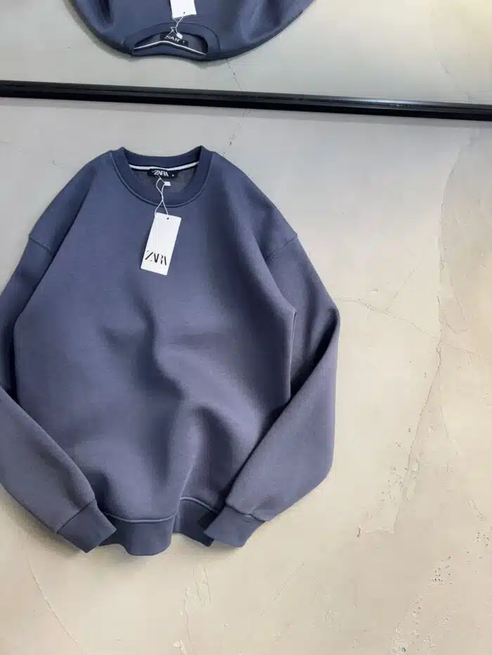 Düz Basic Üç İplik Sweatshirt - Antrasit - Görsel 3