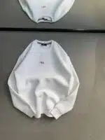 Düz Basic Üç İplik Sweatshirt - Beyaz - Görsel 3
