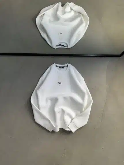 Düz Basic Üç İplik Sweatshirt - Beyaz